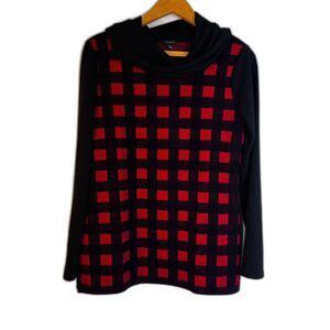 Talbots Cowl Neck Buffalo Plaid Sweater Classic Preppy Casual Size Small